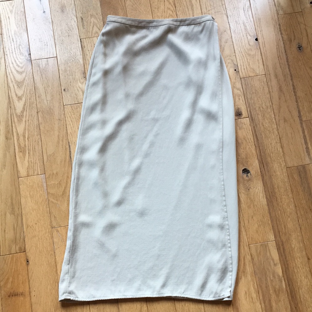 Eileen Fisher Ecru Silk Maxi Wrap Skirt - Small